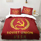 CCCP SET LETTO FALCE MARTELLO ASTRATTO ROSSO ORO