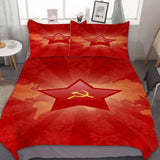 COPRIPIUMINO EMBLEMA CCCP EPIS STRISCE GIALLE SFONDO ROSSO