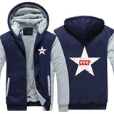 SCHWARZER ZIP-HOODIE CCCP RED STAR DICKES FLEECE