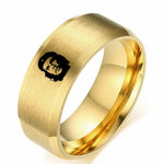 BAGUE ACIER DORÉE GRAVÉE