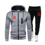 FELPA JOGGING CCCP CON CAPPUCCIO ZIP GRIGIO ROSSO SICKLE HAMMER