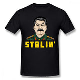 PLUS SIZE STALIN T-SHIRT CUSTOM PORTRAIT SCHWARZ WEISS