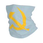 CACHE-COU BLEU CLAIR & FAUCILLE JAUNE