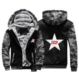 SCHWARZER ZIP-HOODIE CCCP RED STAR DICKES FLEECE