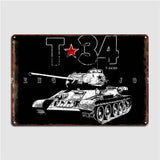 PLAQUE METAL T34 CHAR SOVIETIQUE ETOILE ROUGE FOND NOIR VINTAGE