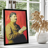 POSTER STALIN READER BUCH ROTER HINTERGRUND GEMÄLDE