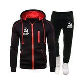 FELPA JOGGING CCCP CON CAPPUCCIO ZIP GRIGIO ROSSO SICKLE HAMMER