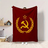 PLAID CCCP FAUCILLE MARTEAU COURONNE EPIS OR FOND ROUGE