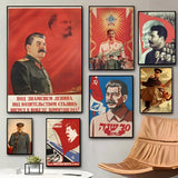 AFFICHE STALIN ENFANT DRAPEAU ROUGE FLEURS ICONIQUE