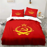 SET LETTO CCCP MAPPA URSS FALCE MARTELLO SFONDO NERO