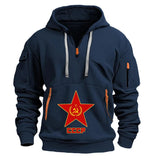 SCHWARZES SWEATSHIRT MIT HALBZIP CCCP RED STAR TACTICAL NEON