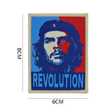 CHE GUEVARA PATCH VELCRO ROTONDO BIANCO ROSSO STELLE 6CM