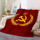 PLAID CCCP FAUCILLE MARTEAU COURONNE EPIS OR FOND ROUGE