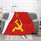PLAID CCCP DRAPEAU FAUCILLE MARTEAU ETOILE OR FOND ROUGE