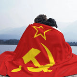 PLAID CCCP DRAPEAU FAUCILLE MARTEAU ETOILE OR FOND ROUGE