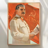 POSTER STALIN PRAVDA NEWSPAPER USSR FLAG