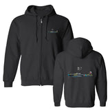 SCHWARZER ZIP-HOODIE CCCP IL-2 FLUGZEUG SOWJETISCHE LUFTFAHRT