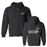 SCHWARZER ZIP-HOODIE CCCP SICKLE HAMMER ECRU