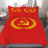 COPRIPIUMINO EMBLEMA CCCP EPIS STRISCE GIALLE SFONDO ROSSO
