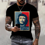 T-SHIRT CON SFONDO NERO CHE GUEVARA REVOLUTION POSTER STYLE HOPE