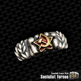 BAGUE SOVIET IRON FIST CUIVRE ETOILE ROUGE