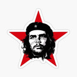 STICKER CHE GUEVARA PORTRAIT ROUGE FOND NOIR VINYLE AUTOCOLLANT