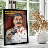 POSTER STALIN PIPE KYRILLISCHES ZITAT-MALEREI
