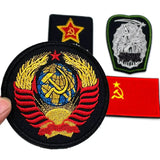 ECUSSON CCCP ETOILE ROUGE INSCRIPTION RUSSE FOND NOIR 7X9CM
