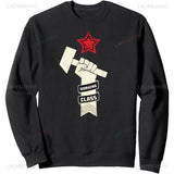SCHWARZES RUNDHALS-SWEATSHIRT WORKING CLASS ROTER STERN
