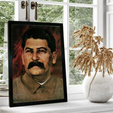 POSTER STALIN PORTRAIT GEMÄLDE DUNKELROTER HINTERGRUND