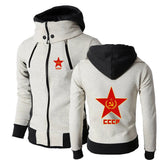 ANTHRAZITGRAUER ZIP-HOODIE CCCP RED STAR TAKTISCHER KRAGEN