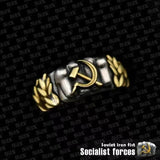 BAGUE SOVIET IRON FIST CUIVRE ETOILE ROUGE