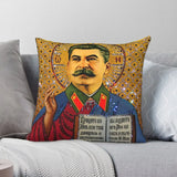 HOUSSE COUSSIN STALINE ICONE RELIGIEUSE BYZANTINE OR FOND DORE